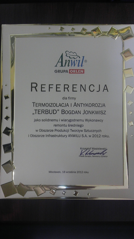 2012 - Anwil SA, List referencyjny- Remont 2012r